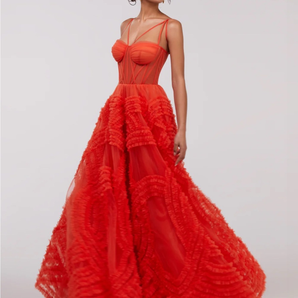 Elegant Orange Evening Gown